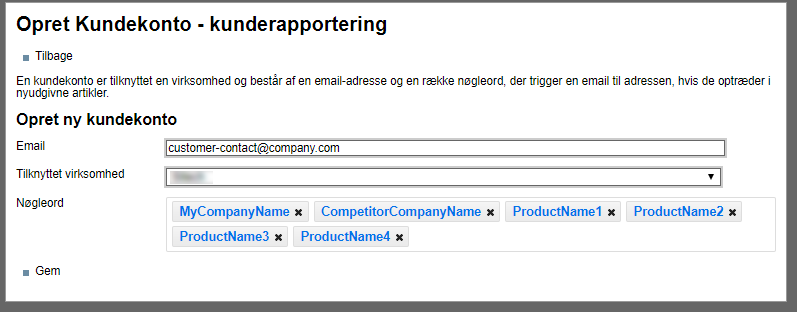 Customer registration screenshot