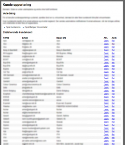 screenshot from customer reporting system